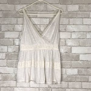 Stretchy crossed wrap v-neck